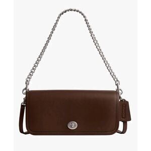 NWT Coach Dinky Shoulder Bag Leather Maple Brown/ Silver 2 Straps CW641